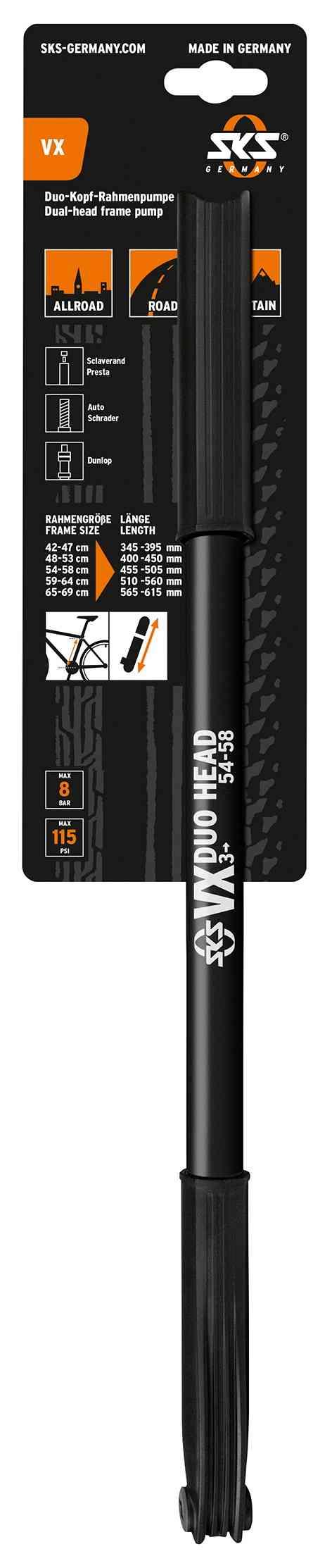SKS VX 3 Håndpumpe 455-505mm - Sort Multi Ventil