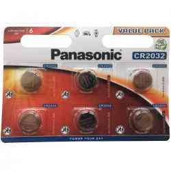 Panasonic CR2032 3V Lithium Batterier - 6 stk.
