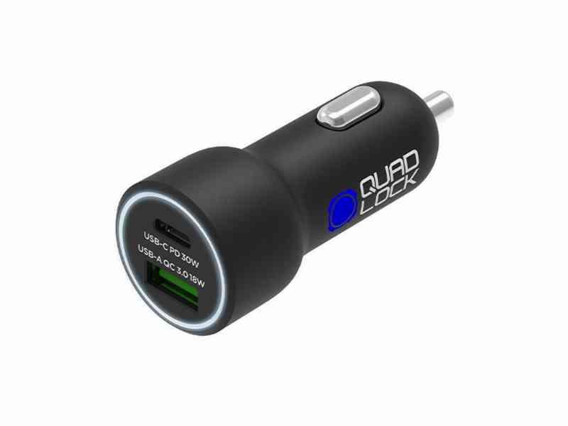 Quad Lock - Dobbelt biloplader - USB-C PD + USB-A-QC 3.0