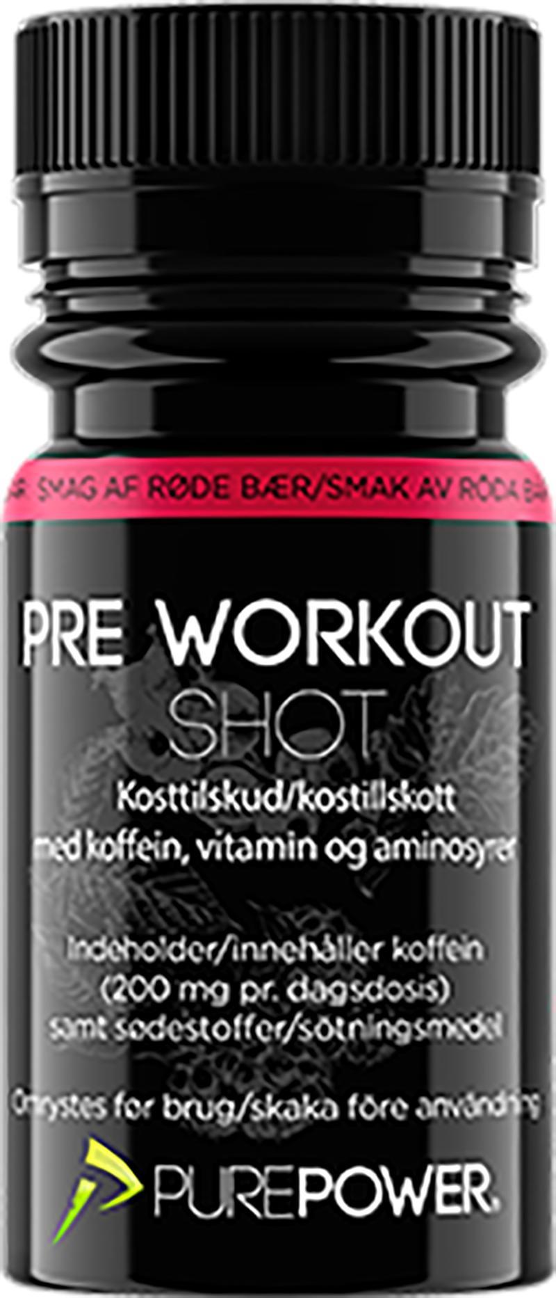 Purepower Pre-Workout Shot Røde Bær - 60ml