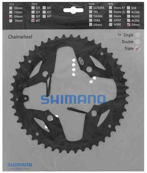 Shimano Klinge FC-M391/430 104mm 48T 9sp - Sort