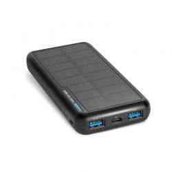 Solcelledrevet Powerbank 10.000 mAh - Sort