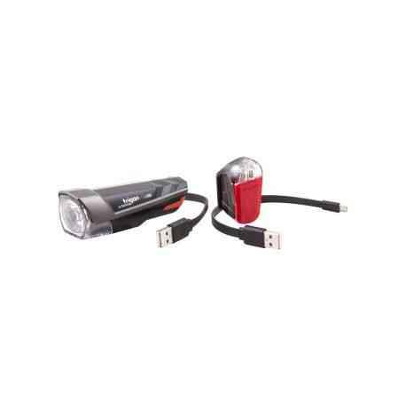 SPANNINGA Trigon 15 + Pyro USB cykellampe sæt