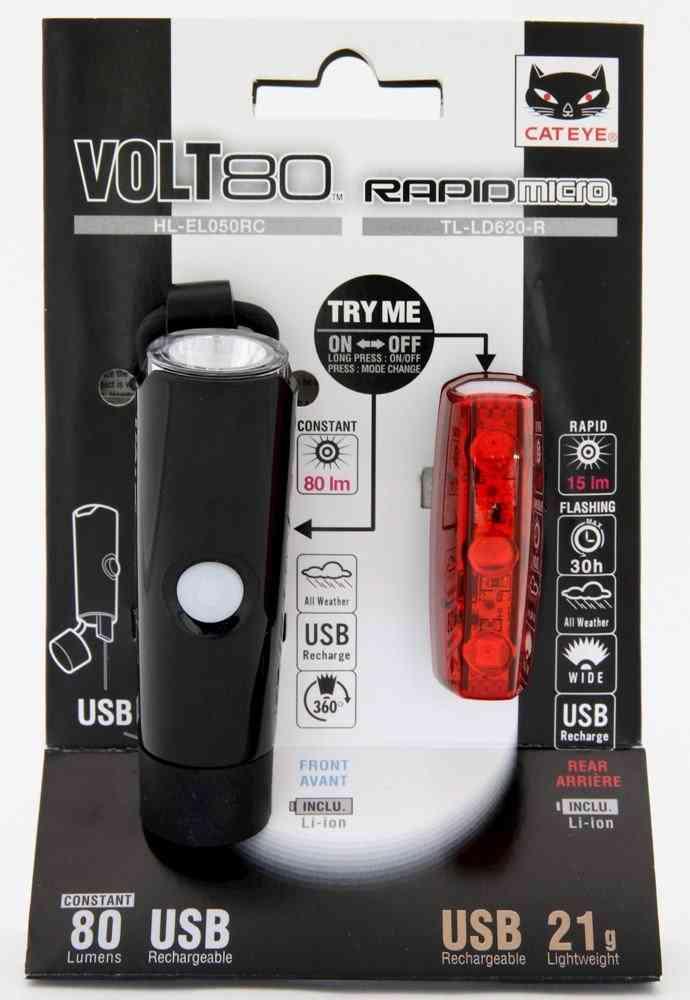 Cateye USB Lygtesæt VOLT80/Rapid Micro