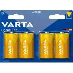 Varta Longlife D Batterier - 4 Pakker