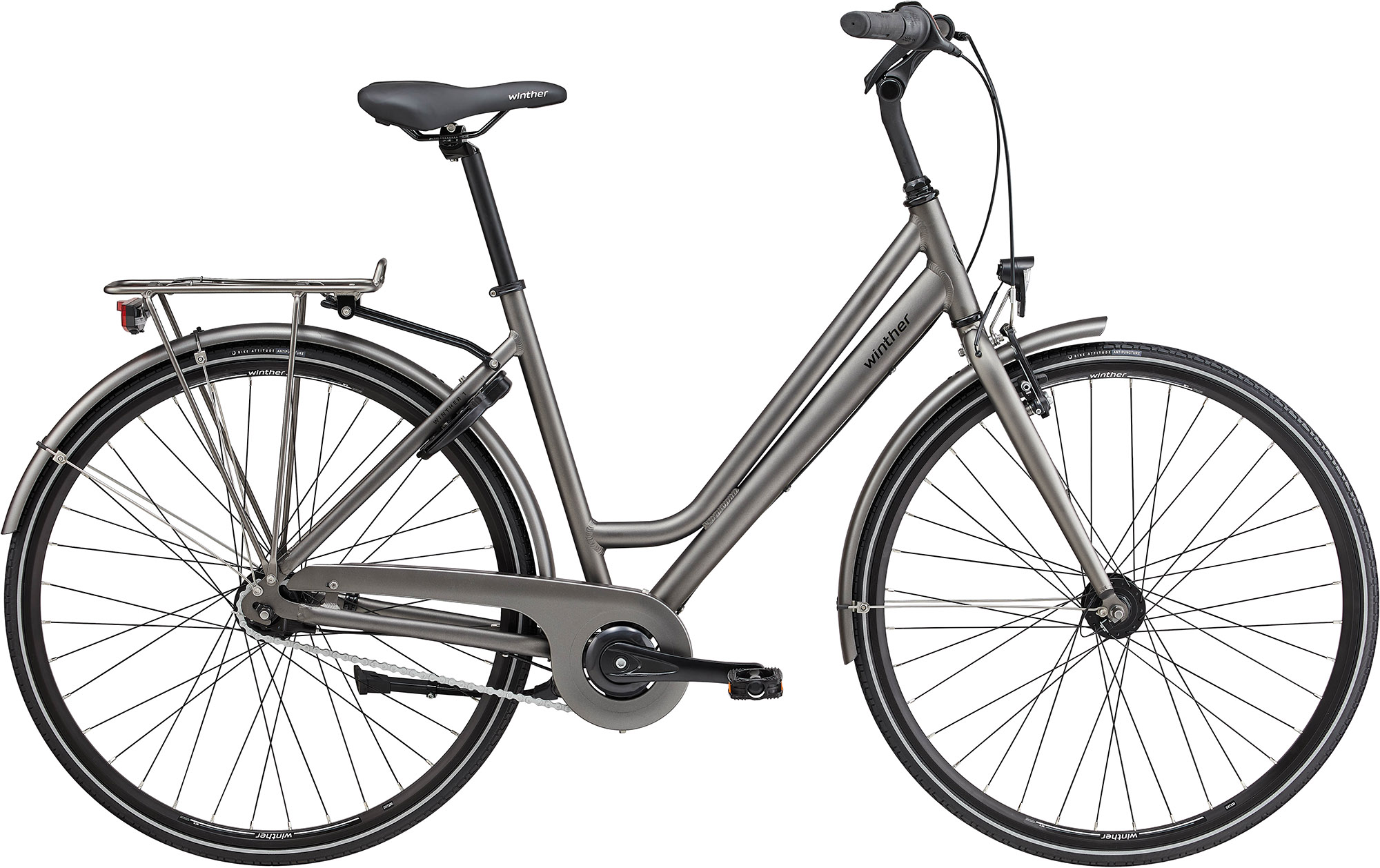 Winther 1 Dame Citybike 7g - Mat Grå Brun på tilbud!