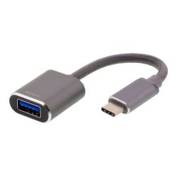 Deltaco USB-C 3.1 Gen 1 til USB-A OTG Adapter - Hvid/Grey
