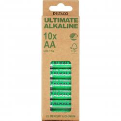 Deltaco Ultimate Alkaline AA Batteri 10 Pak - Godt Tilbud!