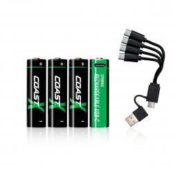 Coast 1,5V AA USB-C Genopladelige Batterier - 4 Stk.