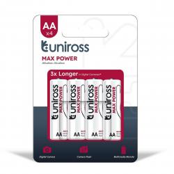 Max Power Alkaline Aa 1,5v   4 Stk.   Batteri fra Uniross