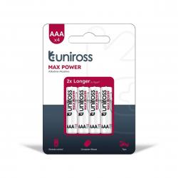 Max Power Alkaline Aaa 1,5v   4 Stk.   Batteri fra Uniross