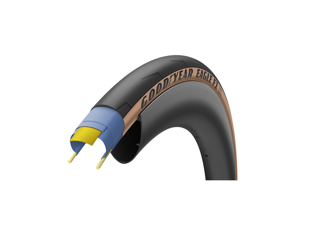 Eagle F1 Tube   Foldedæk Road   700x28c   Sort Brun fra Goodyear