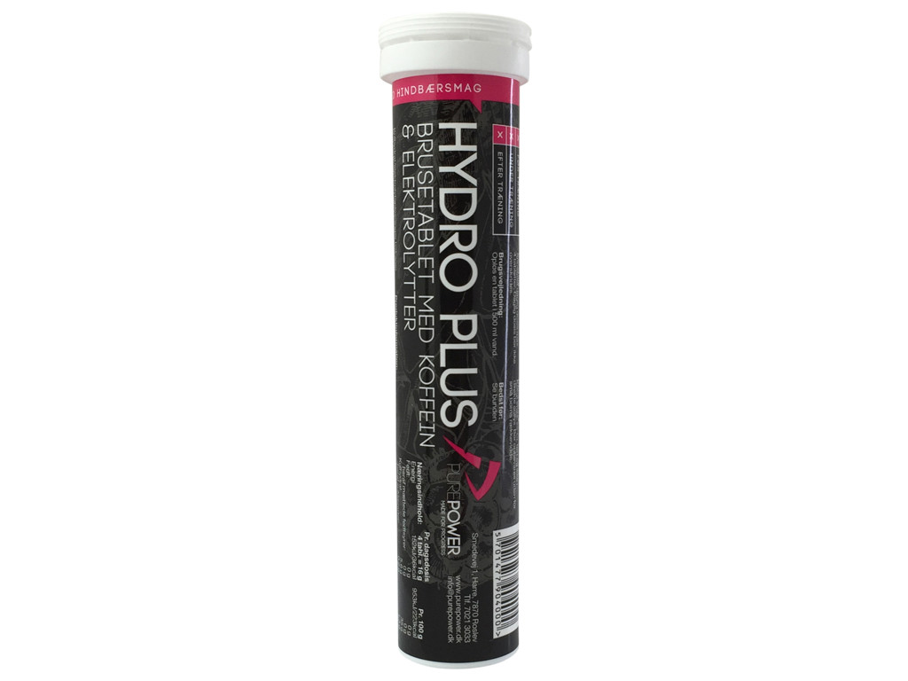 Hydro Plus   Hindbær   Koffein Tabs   1x20 Stk fra Purepower