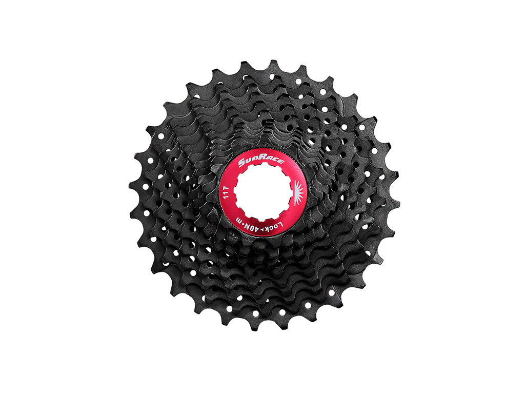 Kassette 11 Gear   11 34 Tands   Road   Alu Spider   Sort fra Sunrace