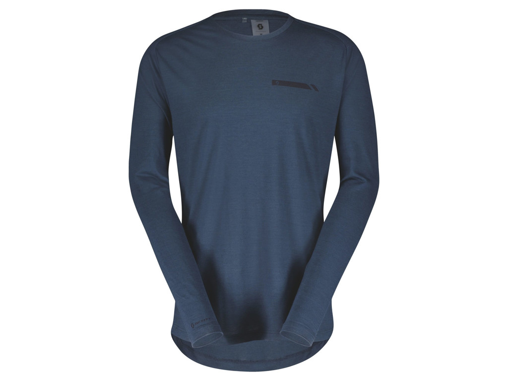 Defined Merino   Cykeltrøje   Lange ærmer   Metal Blå   Str. L fra Scott