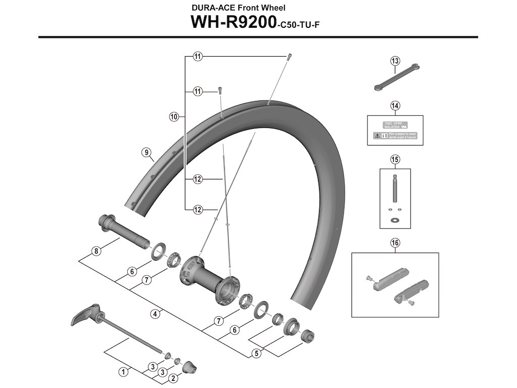 Dura Ace Eger 261mm Lang Til Forhjul Model Wh R9200 C50 Tu F fra Shimano
