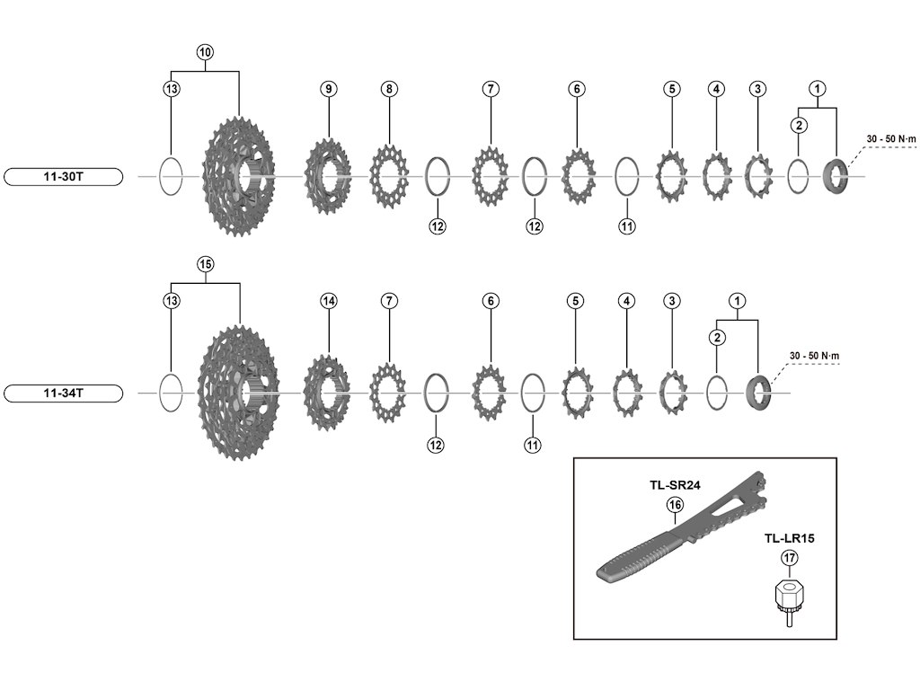 Ultegra Lock Ring Og Skive Til Kassette Model Cs R8101 12 Gear fra Shimano