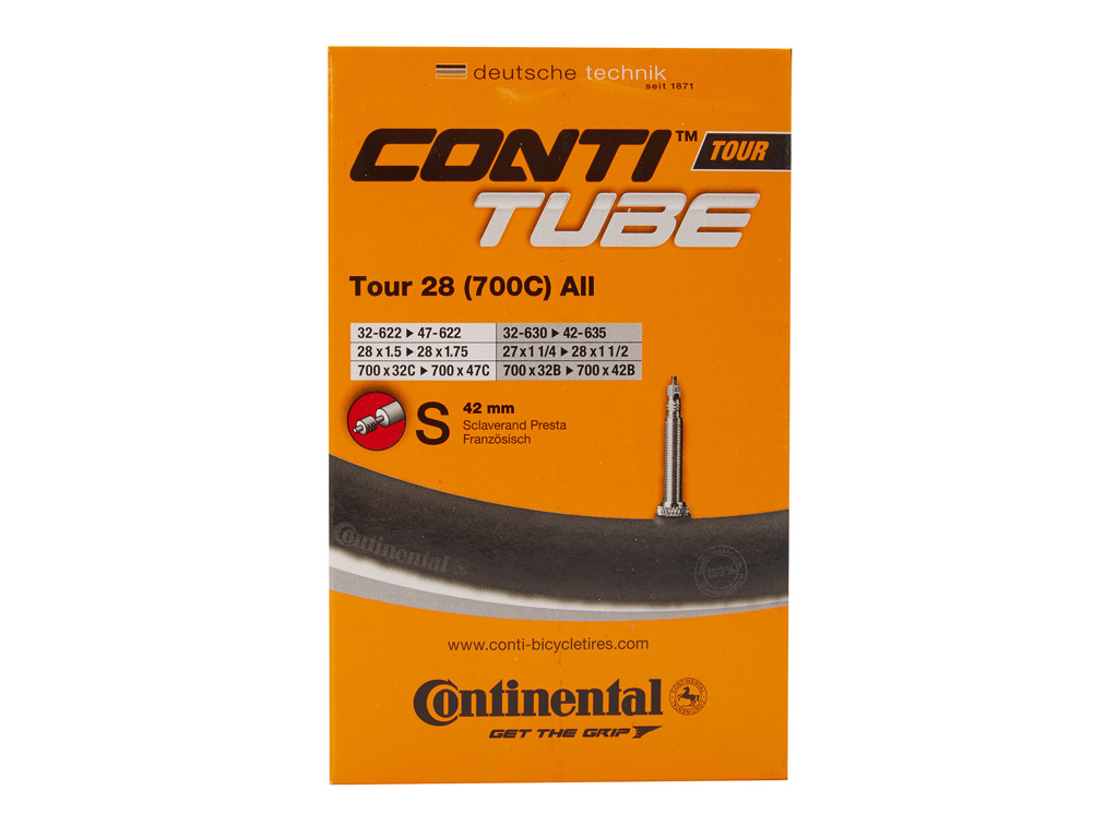 Tour 28 All   Cykelslange   Str 700x32 47c   28" X 1,75 2.0   Racerventil 42mm fra Continental