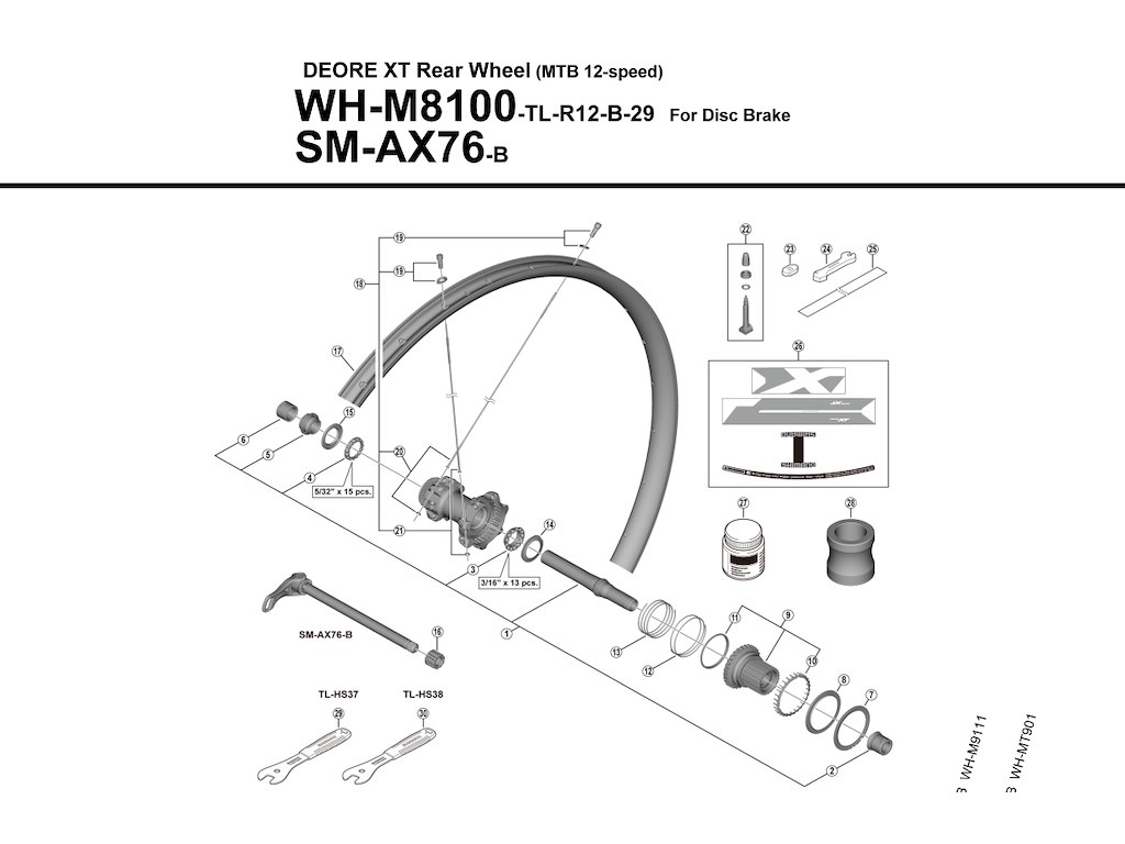 Eger 301,5mm Lang Med Skive Til Baghjul Model Wh M8100 Tl R12 B 29 fra Shimano