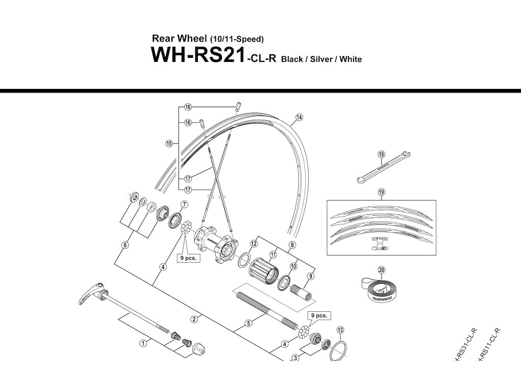 Eger Til Baghjul Model Wh Rs21   304mm Lang fra Shimano