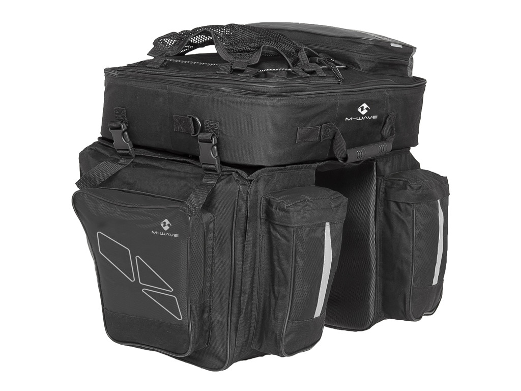 M Wave Amsterdam Triple   Cykeltaske Til Bagagebærer   Toptaske + 2 Sidetasker   Sort   St fra M-wave