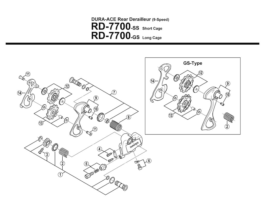 Dura Ace   Wire Skrue Og Skive Til Bagskifter Rd 7700 fra Shimano