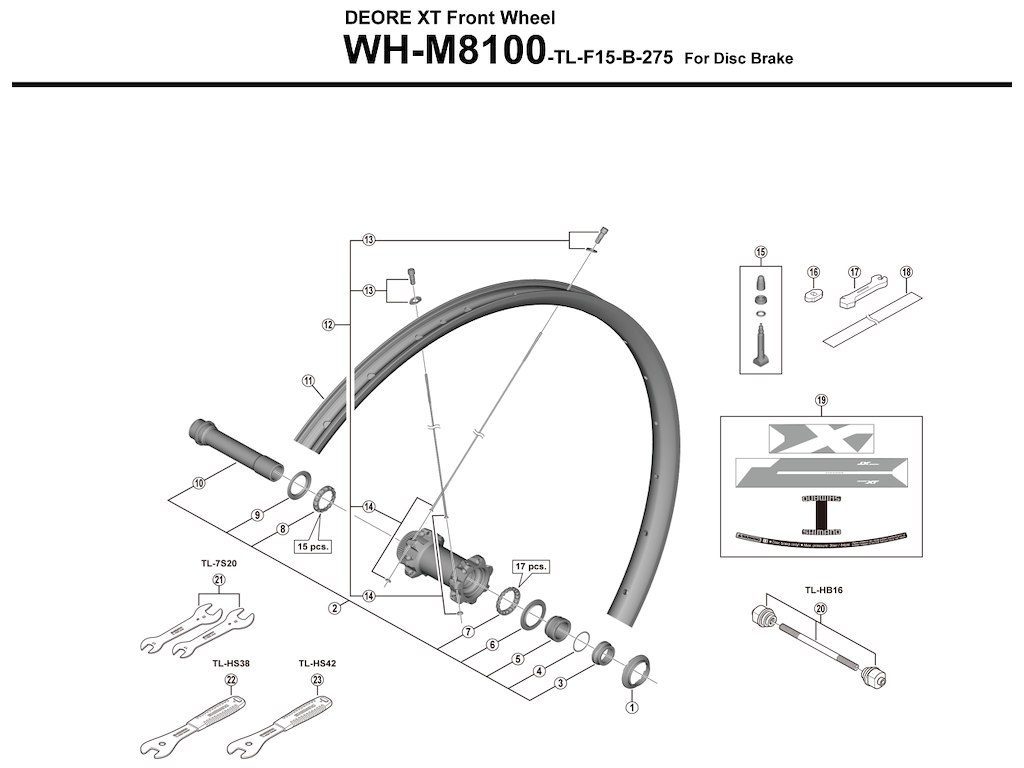 Eger 281,5mm Lang Med Skive Til Forhjul Model Wh M8100 Tl F15 B 275 fra Shimano