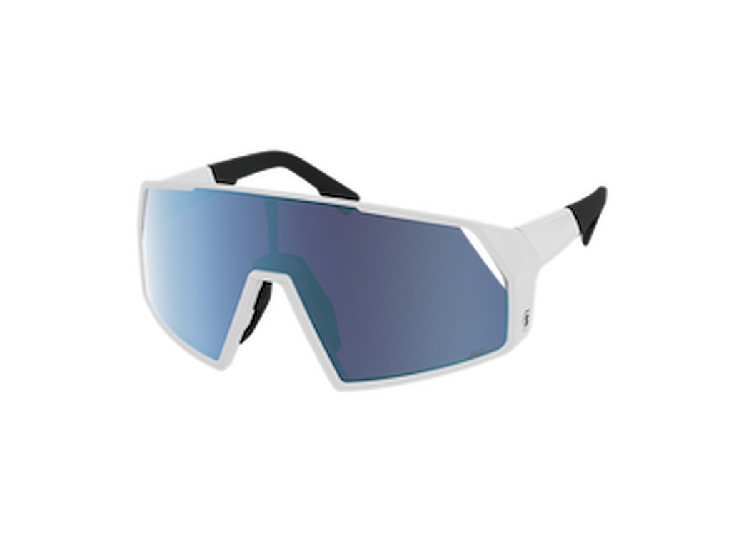 Pro Shield   Cykelbriller   Hvid Amp Blue Chrome fra Scott