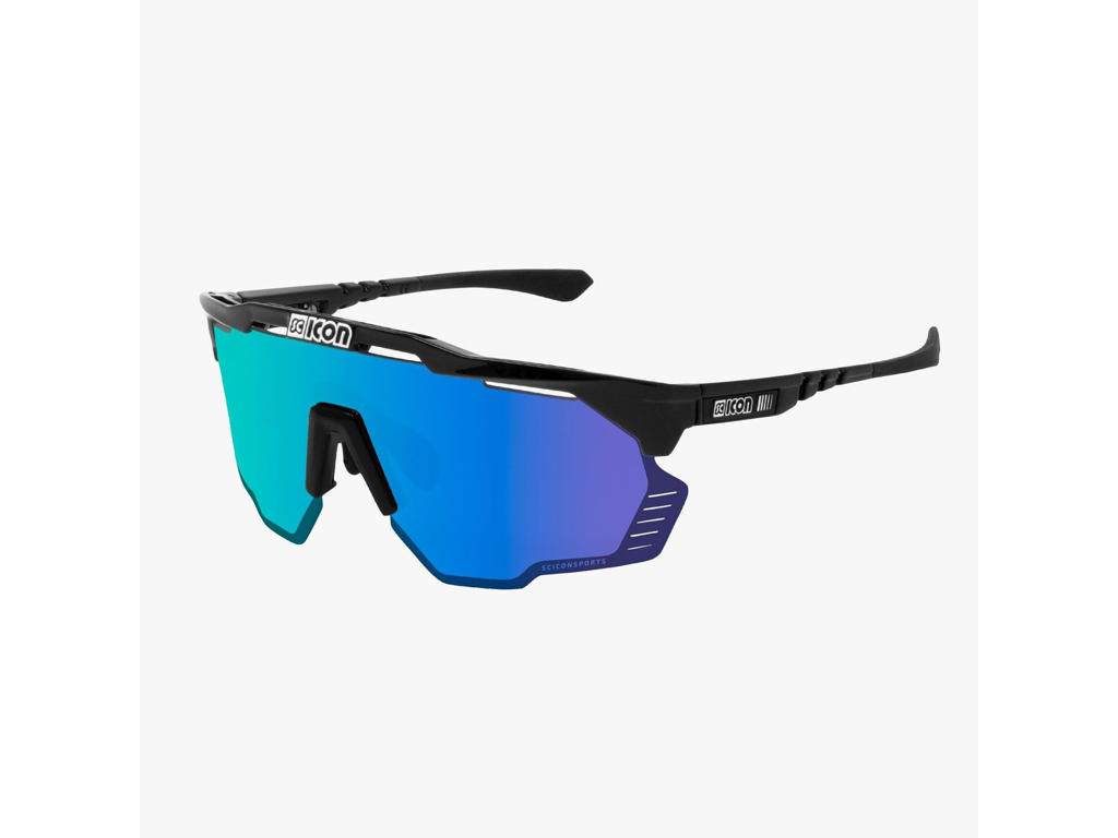 Aeroshade Kunken   Cykelbrille   Multimirror Blue   Black Gloss fra Scicon