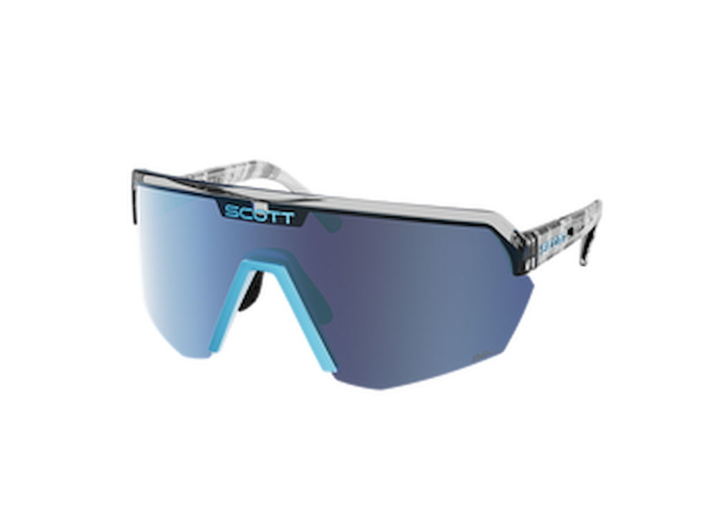 Sport Shield   Cykelbriller   Sort Neon Blå Amp Blue Chrome fra Scott