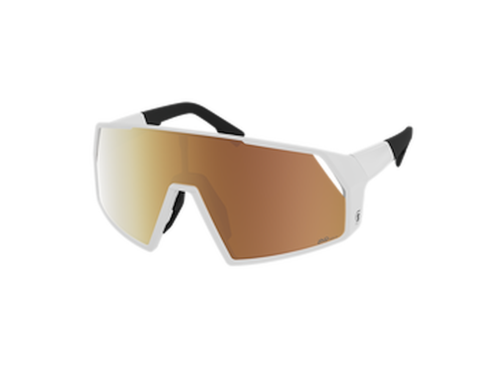 Pro Shield Ls   Cykelbriller   Hvid Amp Ls Gold Chrome fra Scott