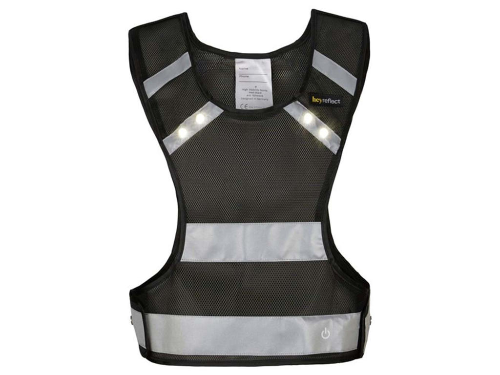Sport Refleksvest Med Led Lys   Sort   Str. Xxl fra Heyreflect