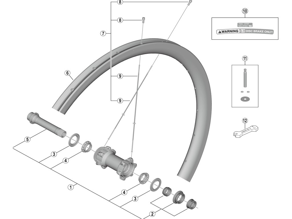 Aksel Komplet Til Forhjul Model Wh R9170 C40 Tu F12 fra Shimano