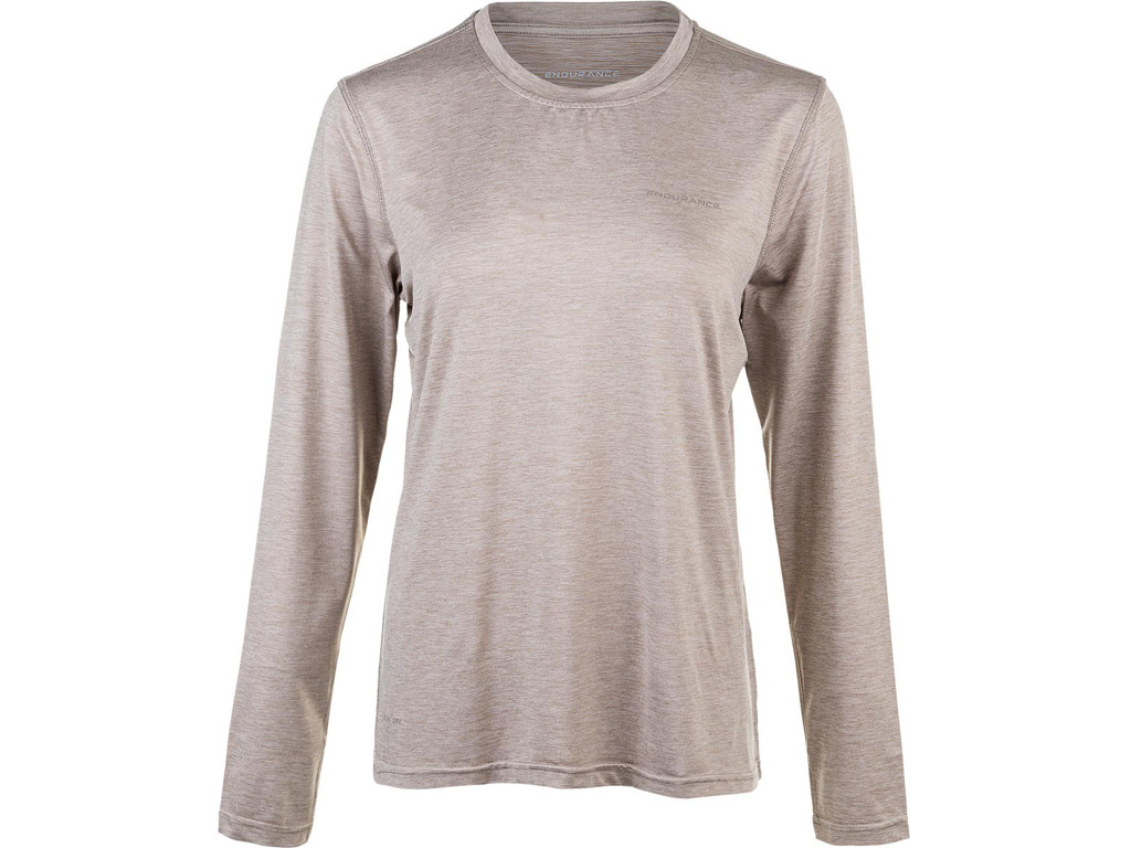 Maje Melange   T Shirt M. Lange ærmer   Dame   Warm Taupe    Str. 42 fra Endurance