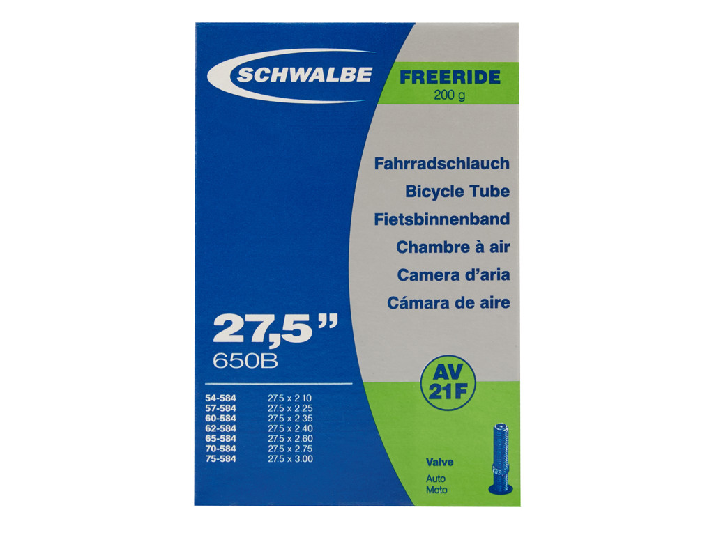 Slange 27,5x2,10 3,00 Med Auto Ventil Av21f fra Schwalbe