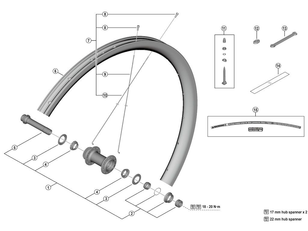 Grx Aksel Komplet Til Forhjul Model Wh Rx880 Tl F12 700c fra Shimano