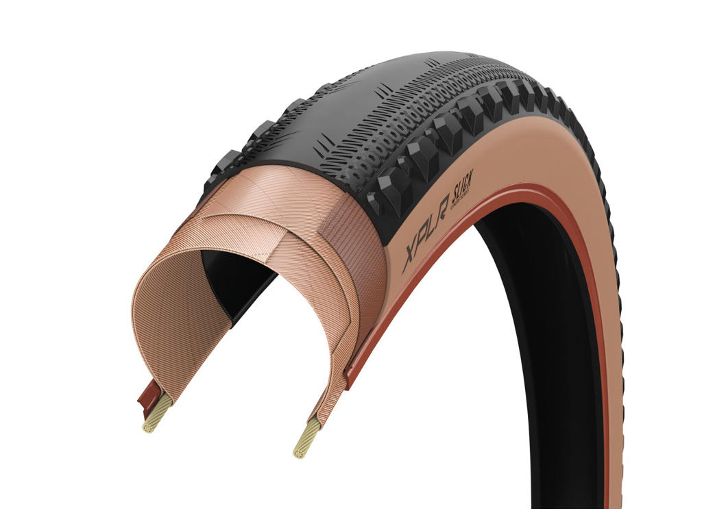 Xplr Slick Tlr   Foldedæk Gravel   700x40c   Sort Tan fra Goodyear