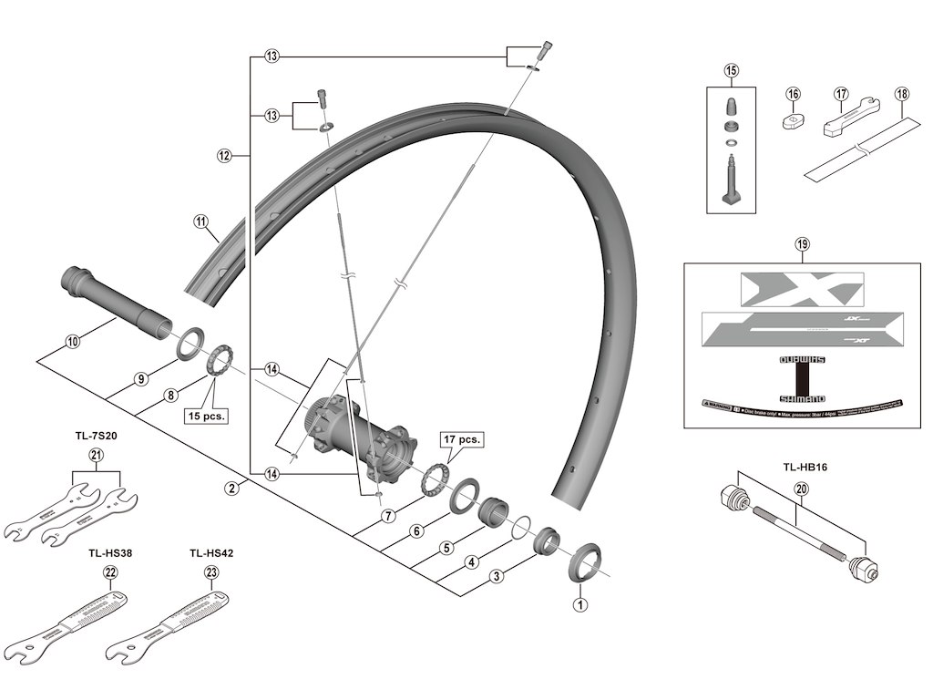 Aksel Komplet Til Forhjul Model Wh M8100 Tl F15 B 275 fra Shimano