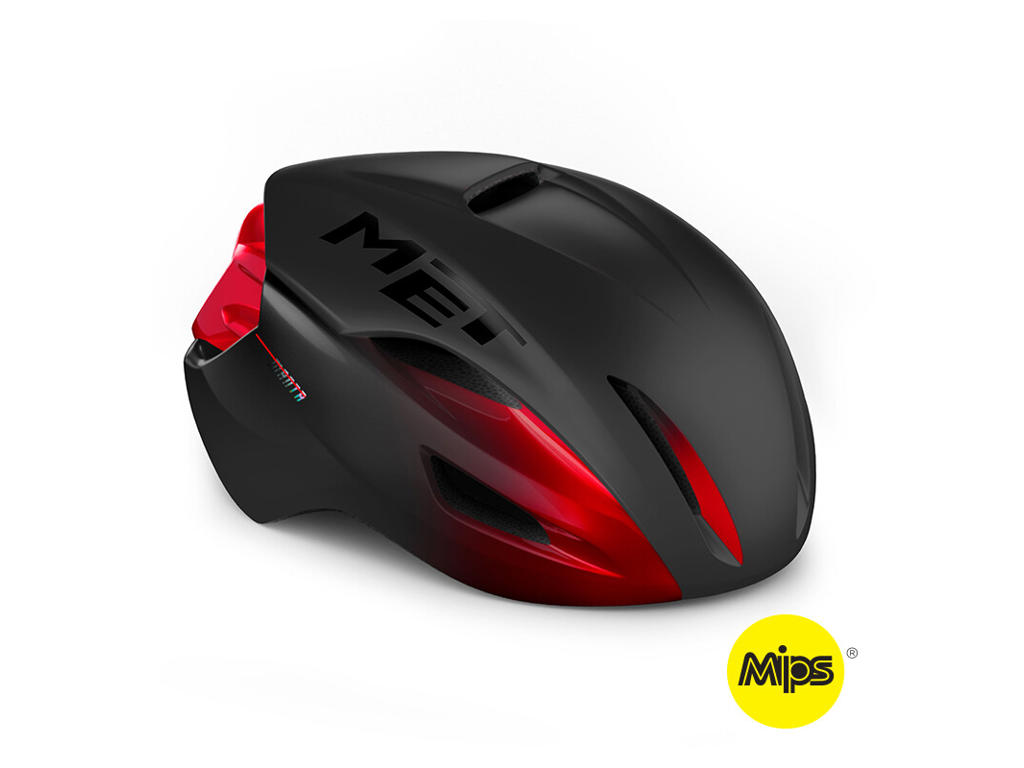 Manta Mips   Aero Cykelhjelm   Mat Sort Rød   Str. 52 56 Cm fra Met