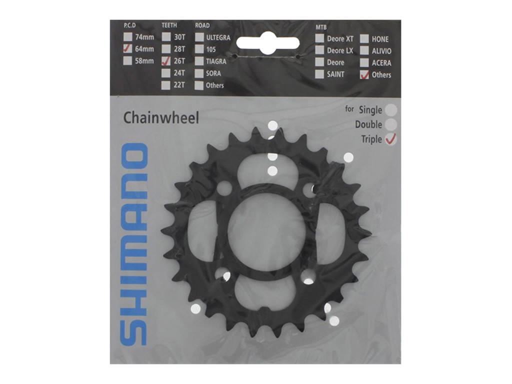 Acera   26 Tands Klinge Mtb   Bcd64   Sort   Fc M391 Og Fc M430 fra Shimano