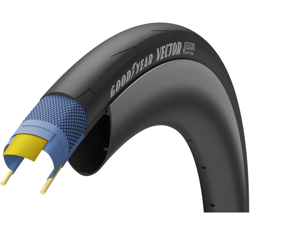 Vector 4seasons Tube   Foldedæk Road   700x28c   Sort fra Goodyear