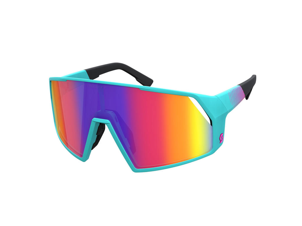 Pro Shield Metaverse Cykelbriller Stealth Blue Radiant Pink Teal Chrome fra Scott