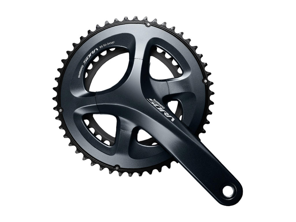 Sora Fc R3000   Compact Dobbelt Kranksæt 50 34 Tands   175 Mm Pedalarme Sort fra Shimano