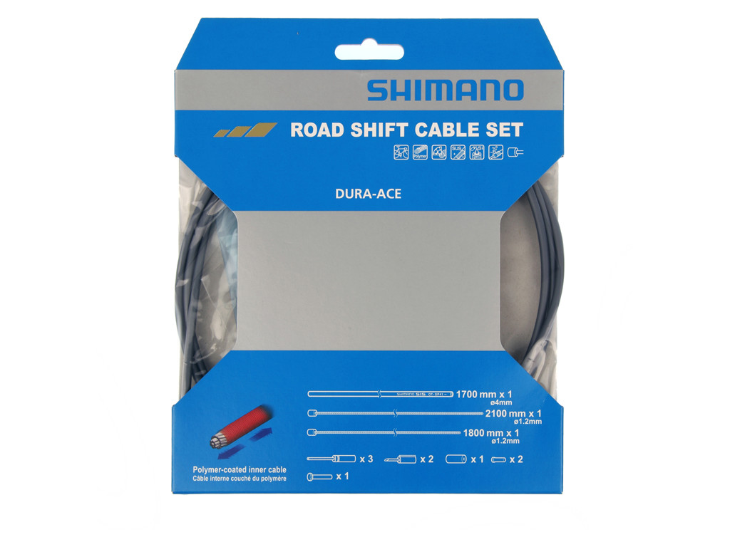 Dura Ace Gearkabelsæt   Road Polymer   For Og Bagskifter Kabel Komplet   Grå fra Shimano