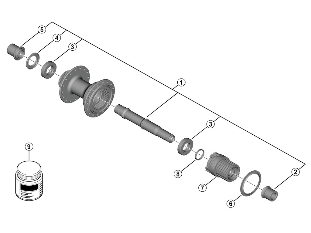 Aksel Komplet Til Bagnav Model Fh Tc600 fra Shimano