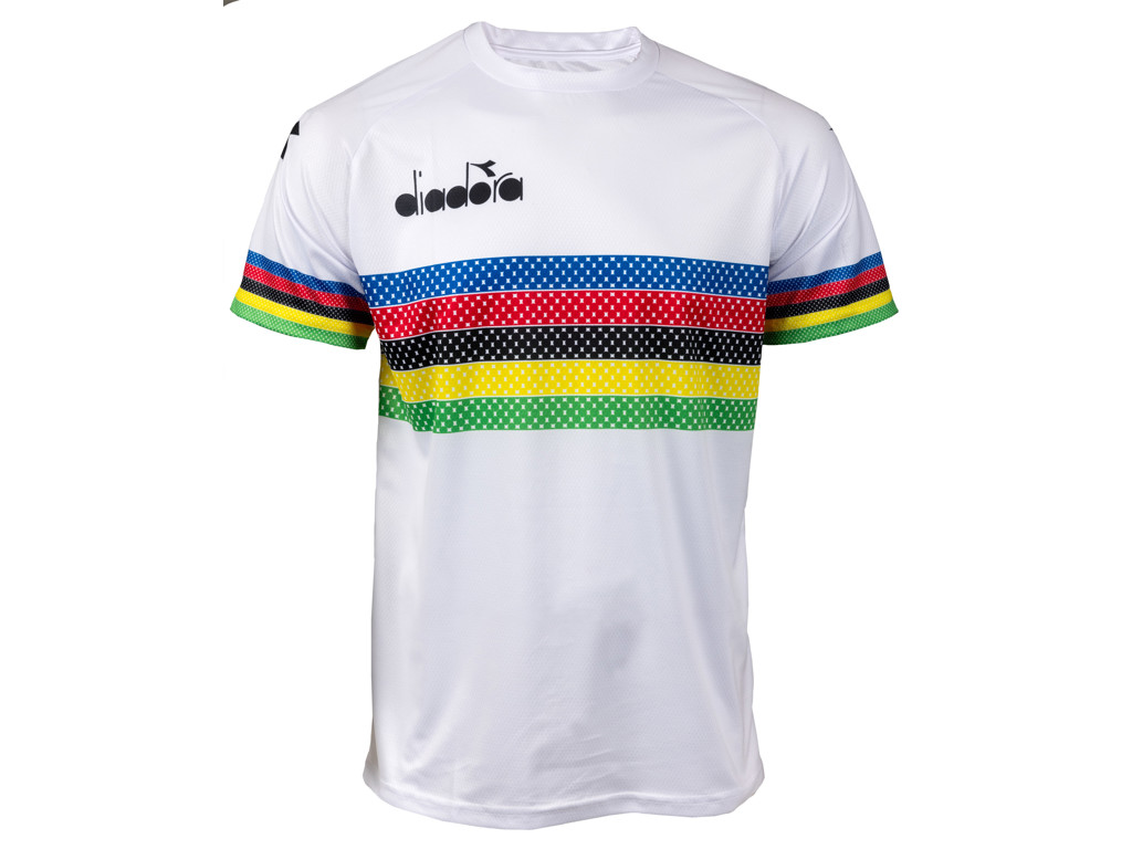 Cykel T Shirt Med Vm Striber   Str. 4 år   Hvid fra Diadora