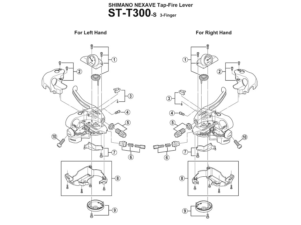 Nexave Bund Dæksel Til Højre Skiftegreb Model St T300 Og St T400 fra Shimano