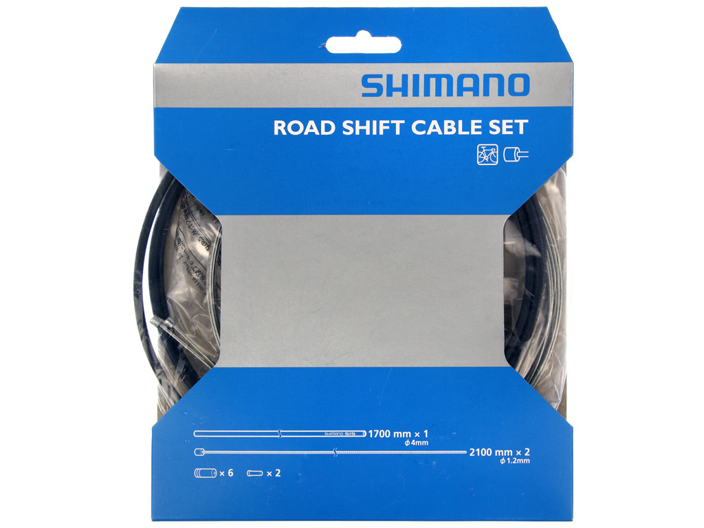 Gearkabel Sæt Til Landevej   170cm Yderkabel Sort   2100mm Gearwire fra Shimano