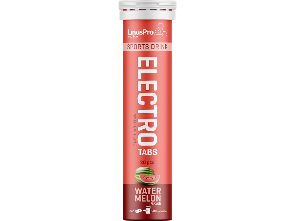 Elektrolyt Tabs   Watermelon Med Koffein   20 Tabs fra Linuspro