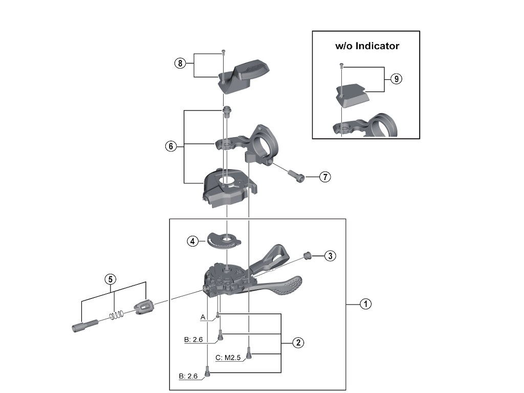 Xt Dæksel Til Skiftegreb Venstre Model Sl M8000 Med Indikator fra Shimano